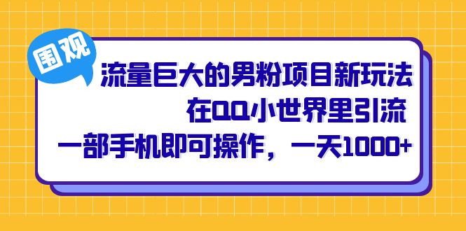 流量巨大的男粉项目新玩法，在QQ小世界里引流 一部手机即可操作，一天1000+-91搞钱