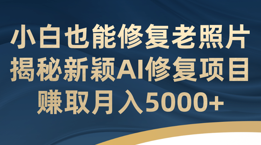小白也能修复老照片！揭秘新颖AI修复项目，赚取月入5000+-91搞钱