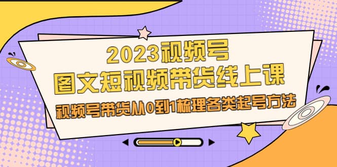 2023视频号-图文短视频带货线上课,视频号带货从0到1梳理各类起号方法-91搞钱