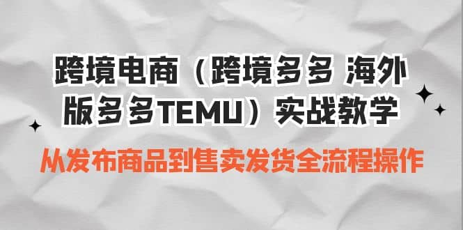 跨境电商(跨境多多 海外版多多TEMU)实操教学 从发布商品到售卖发货全流程-91搞钱