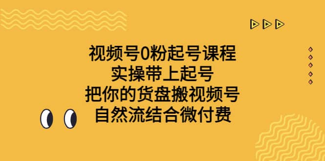 视频号0粉起号课程 实操带上起号 把你的货盘搬视频号 自然流结合微付费-91搞钱