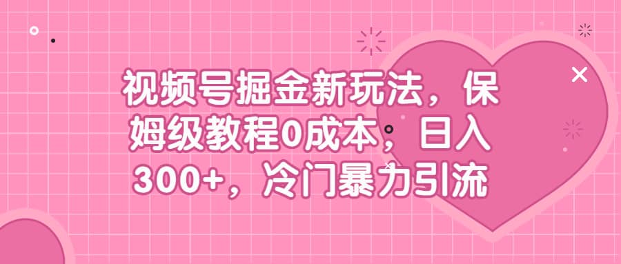 视频号掘金新玩法，保姆级教程0成本，日入300+，冷门暴力引流-91搞钱