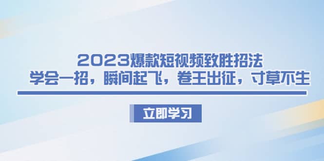 2023爆款短视频致胜招法,学会一招,瞬间起飞,卷王出征,寸草不生-91搞钱