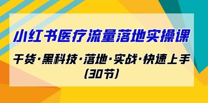 小红书·医疗流量落地实操课，干货·黑科技·落地·实战·快速上手（30节）-91搞钱