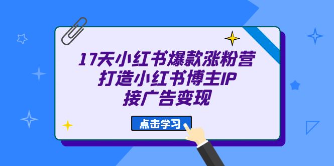 17天 小红书爆款 涨粉营（广告变现方向）打造小红书博主IP、接广告变现-91搞钱