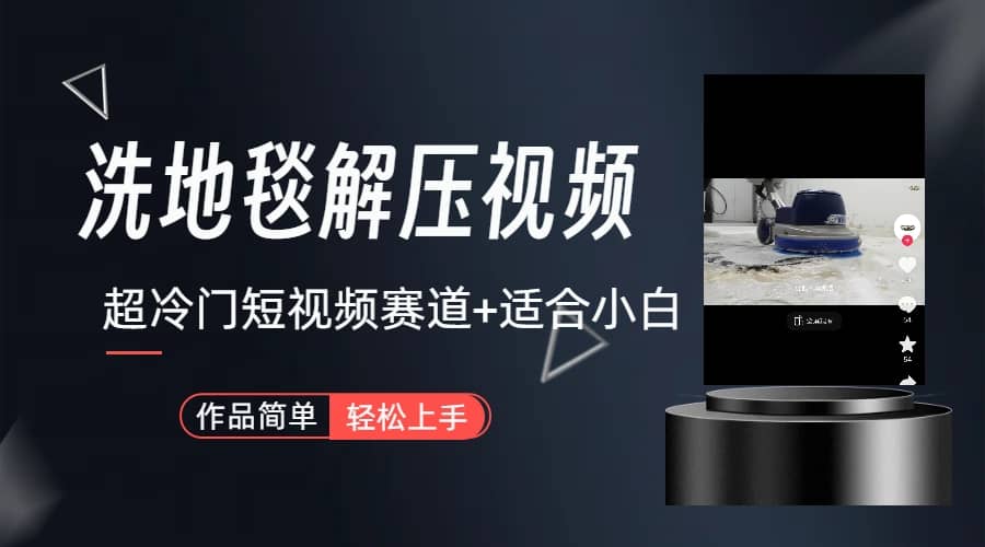 超冷门抖音短视频赛道-清洗地毯解压视频-简单无脑怼作品（教程+素材）-91搞钱