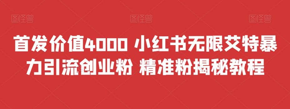 首发价值4000 小红书无限艾特暴力引流创业粉 精准粉揭秘教程-91搞钱