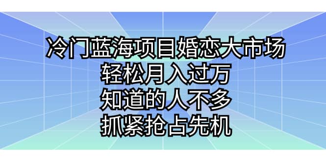 冷门蓝海项目婚恋大市场，轻松月入过万，知道的人不多，抓紧抢占先机-91搞钱
