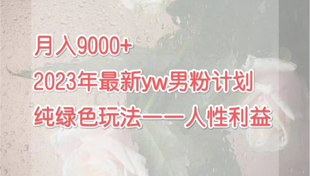 月入9000+2023年9月最新yw男粉计划绿色玩法——人性之利益-91搞钱