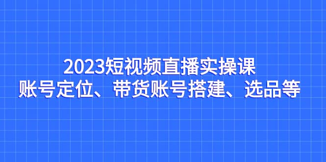 2023短视频直播实操课，账号定位、带货账号搭建、选品等-91搞钱