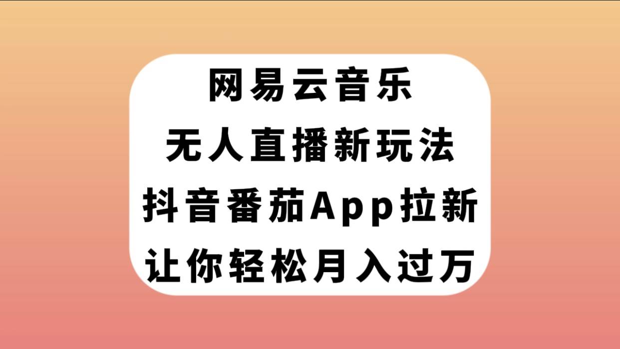 网易云音乐无人直播新玩法，抖音番茄APP拉新，让你轻松月入过万-91搞钱