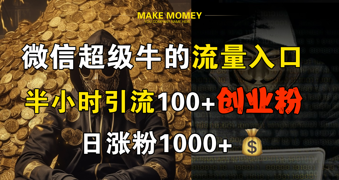微信超级牛的流量入口,半小时引流100+创业粉,日涨粉1000+-91搞钱