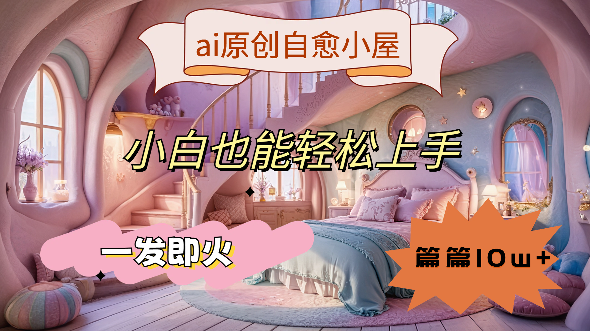ai原创治愈小屋,小白也能轻松上手,一发即火,篇篇10w+-91搞钱