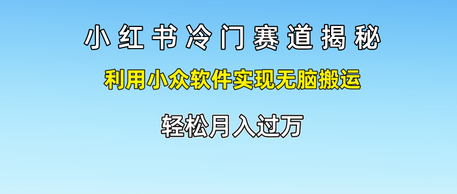 小红书冷门赛道揭秘,轻松月入过万，利用小众软件实现无脑搬运，-91搞钱