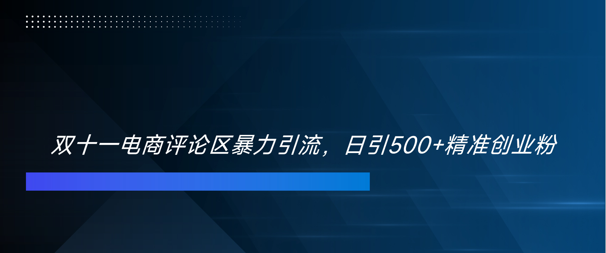 双十一电商评论区暴力引流,日引500+精准创业粉!!!-91搞钱