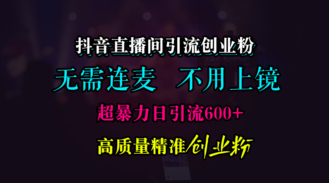 抖音直播间引流创业粉,无需连麦、无需上镜,超暴力日引流600+高质量精准创业粉-91搞钱