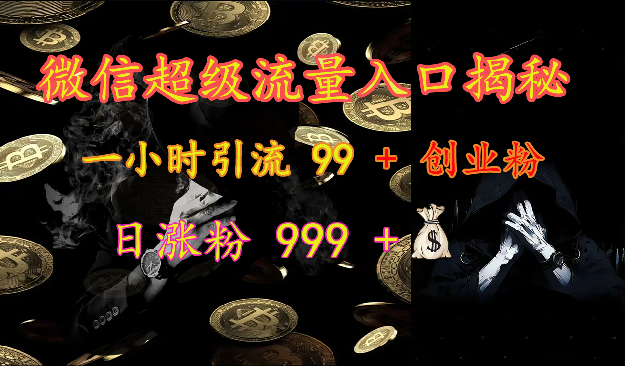 微信超级流量入口揭秘:一小时引流 99 + 创业粉,日涨粉 999 +【揭秘】-91搞钱