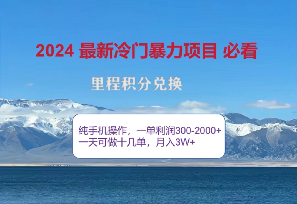 2024惊爆冷门暴利！出行高峰来袭，里程积分，高爆发期，一单300+—2000+，月入过万不是梦！-91搞钱