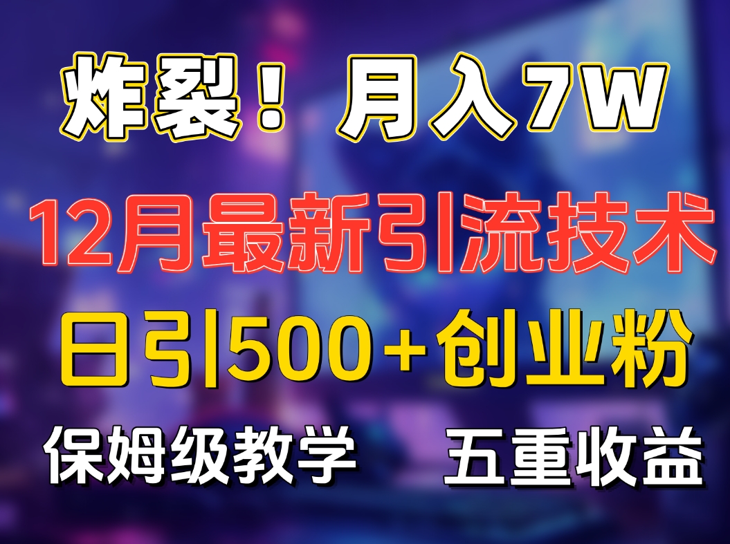 炸裂！月入7W+揭秘12月最新日引流500+精准创业粉，多重收益保姆级教学-91搞钱