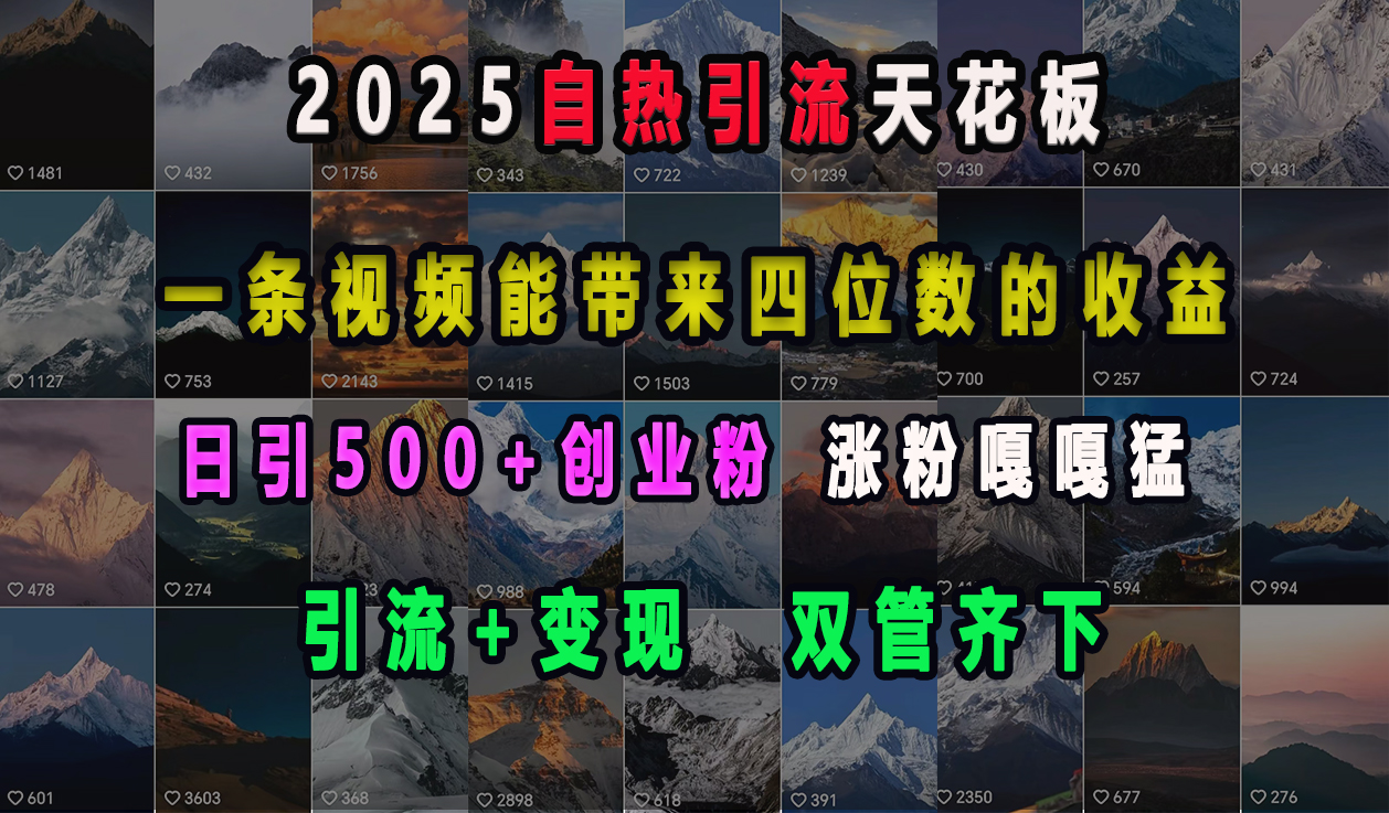 2025自热引流天花板,一条视频能带来四位数的收益,引流+变现双管齐下,日引500+创业粉,涨粉嘎嘎猛-91搞钱