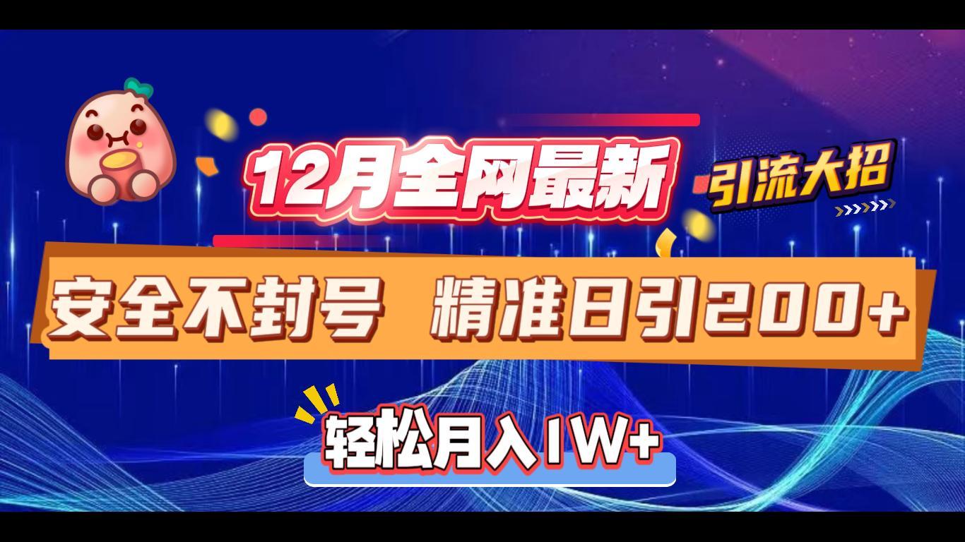 12月全网最新引流大招 安全不封号 日引精准粉200+-91搞钱
