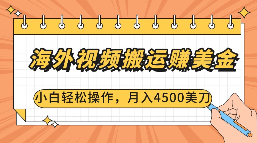 海外视频搬运赚美金，小白轻松操作，月入4500美刀-91搞钱