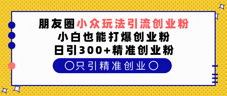 朋友圈小众玩法引流创业粉,小白也能打爆创业粉,日引300+精准创业粉-91搞钱