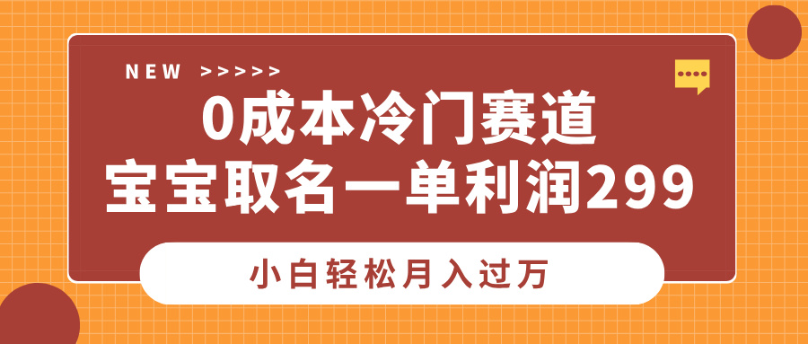 0成本冷门赛道，宝宝取名一单利润299，小白轻松月入过万-91搞钱