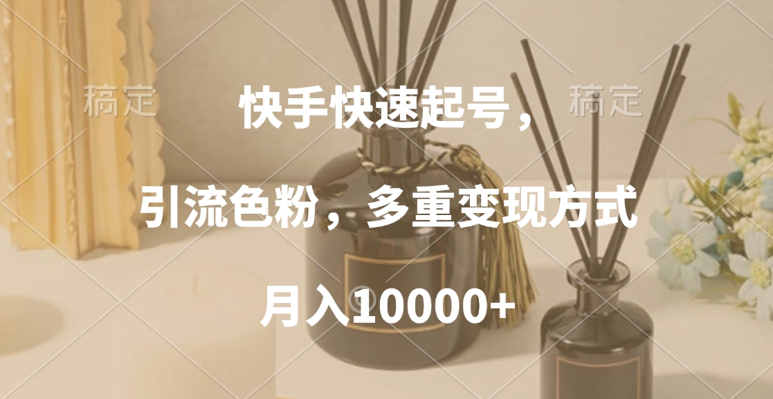 快手快速起号,引流色粉,多重变现方式,月入10000+-91搞钱