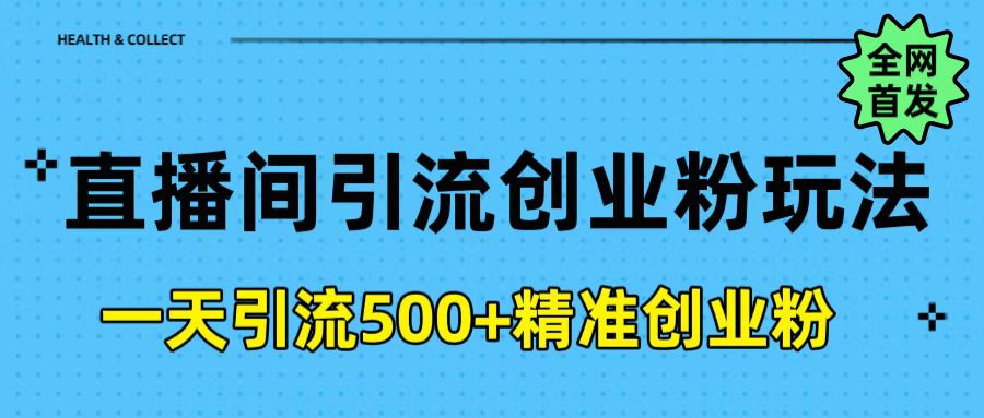 直播间引流创业粉玩法,一天轻松引流500+精准创业粉-91搞钱