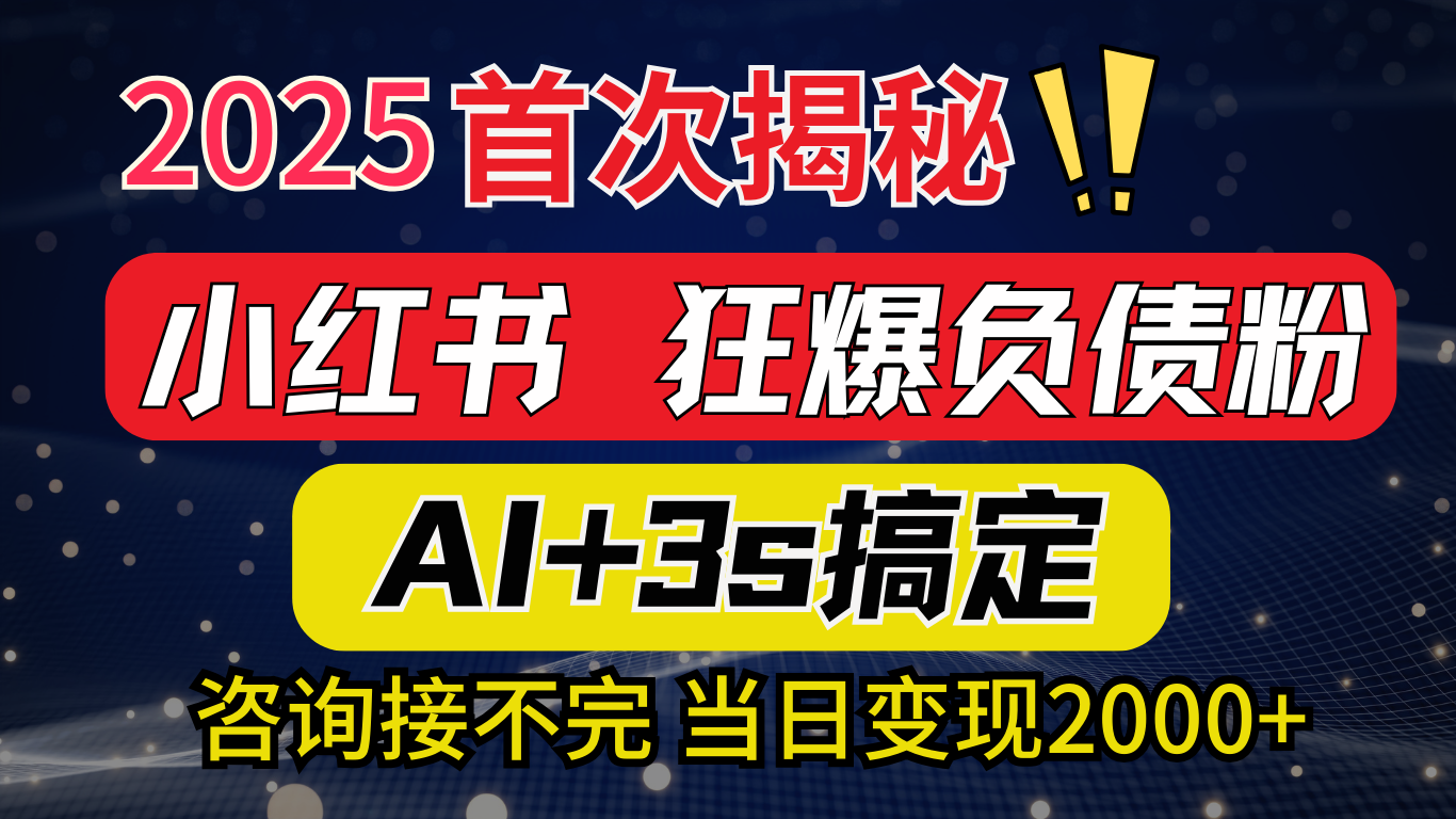 2025引流天花板：最新小红书狂暴负债粉思路，咨询接不断，当日入2000+-91搞钱