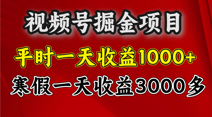 视频号掘金项目，寒假一天收益3000多-91搞钱