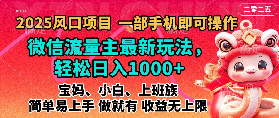 2025蓝海风口项目,微信流量主最新玩法,轻松日入1000+,简单易上手,做就有 收益无上限-91搞钱