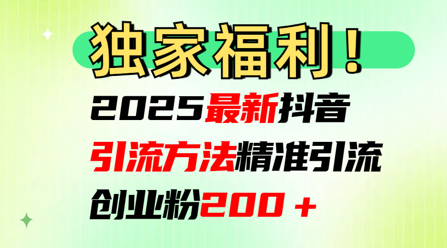 2025最新抖音引流方法每日精准引流创业粉200+-91搞钱