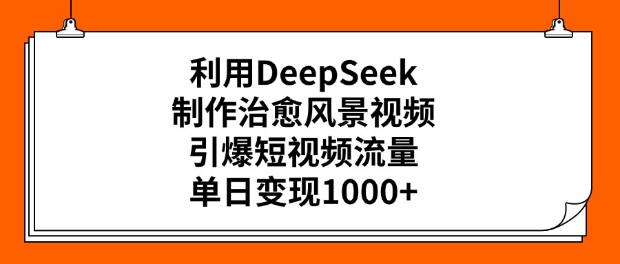 利用DeepSeek制作治愈风景视频，引爆短视频流量，单日变现1000+-91搞钱