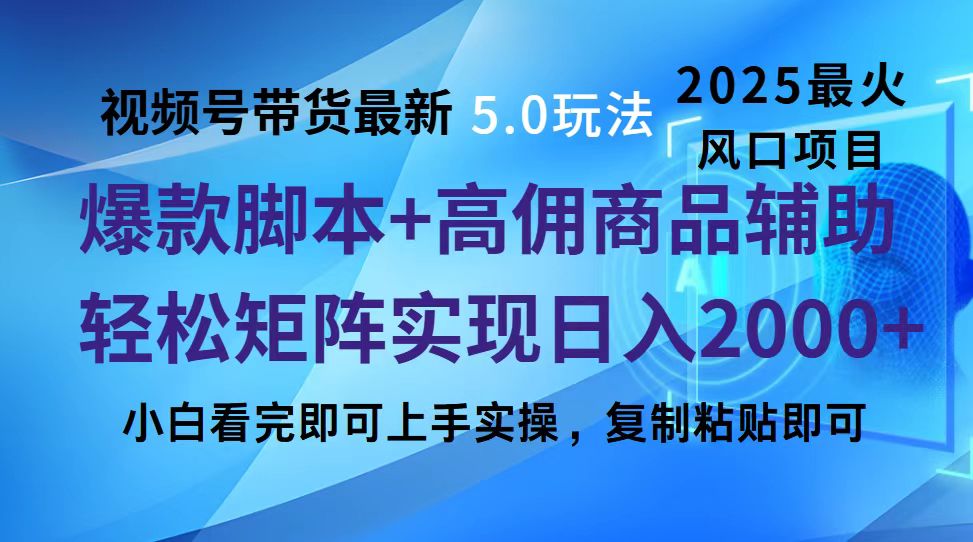 视频号带货最新5.0玩法，作品制作简单，当天起号，复制粘贴，脚本辅助，轻松矩阵日入2000+-91搞钱
