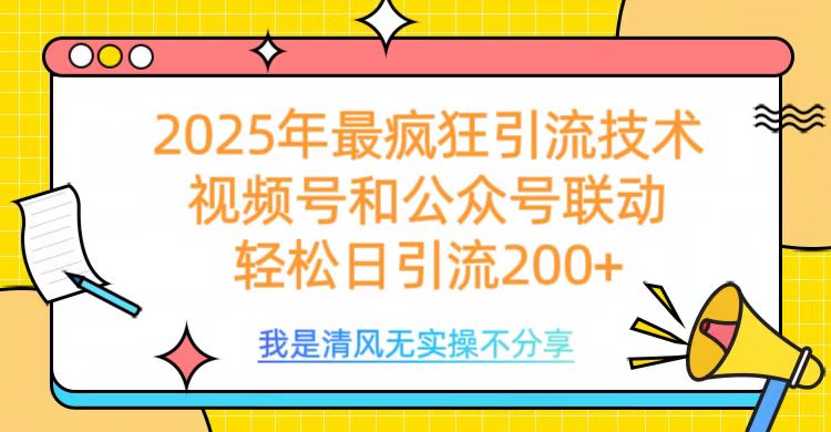 2025年最疯狂引流技术,视频号和公众号联动,轻松日引流200+-91搞钱