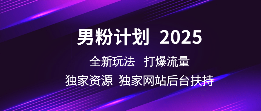 男粉计划2025全新玩法打爆流量 独家资源 独家网站 后台扶持-91搞钱