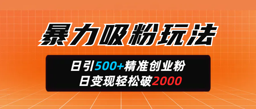 暴力吸粉玩法,日引500+精准创业粉,日变现轻松破2000-91搞钱