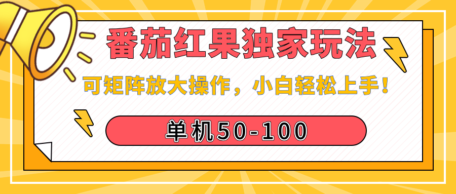 番茄红果独家玩法，单机50-100，可矩阵放大操作，小白轻松上手！-91搞钱