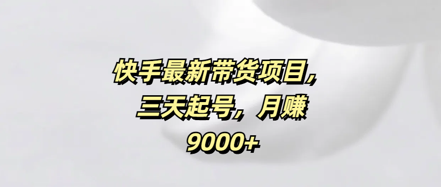 快手最新带货项目，三天起号，月赚9000+-91搞钱
