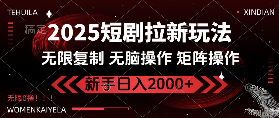 2025短剧拉新玩法,无需注册登录,无限0撸,无脑批量操作日入2000+-91搞钱