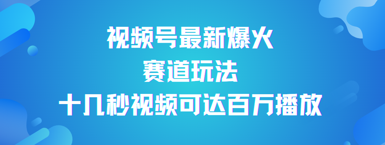 视频号最新爆火赛道玩法，流量巨大，视频制作简单，轻松月入数万-91搞钱