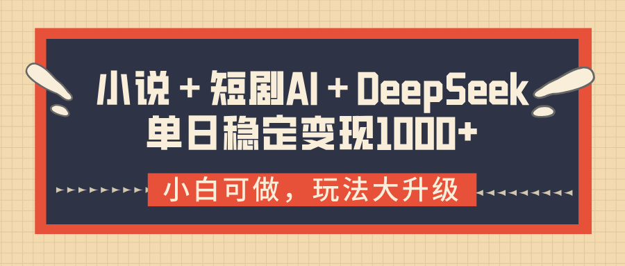 小说+短剧AI+DeepSeek结合变现,单日稳定变现1000+-91搞钱