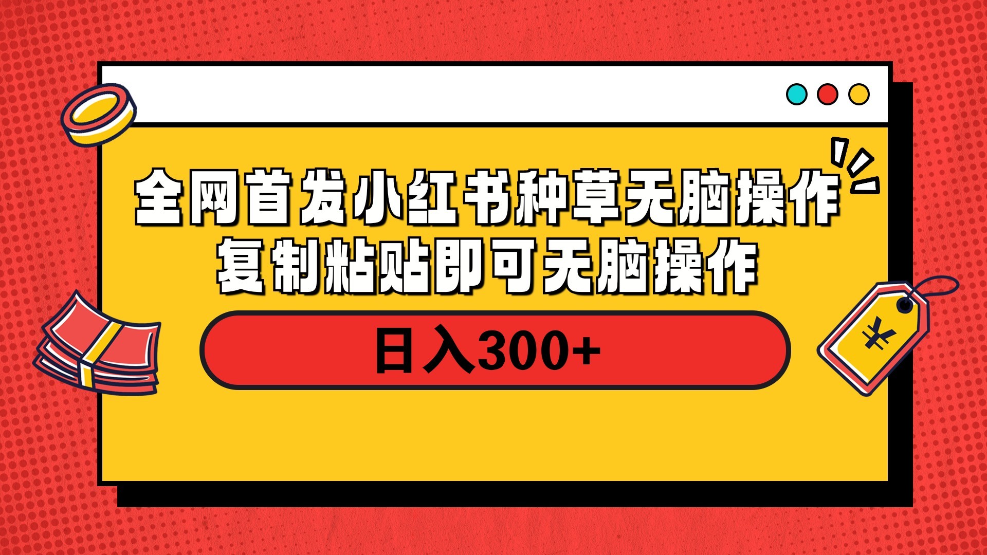 全网首发 小红书种草无脑操作复制黏贴即可 轻松日入300+-91搞钱