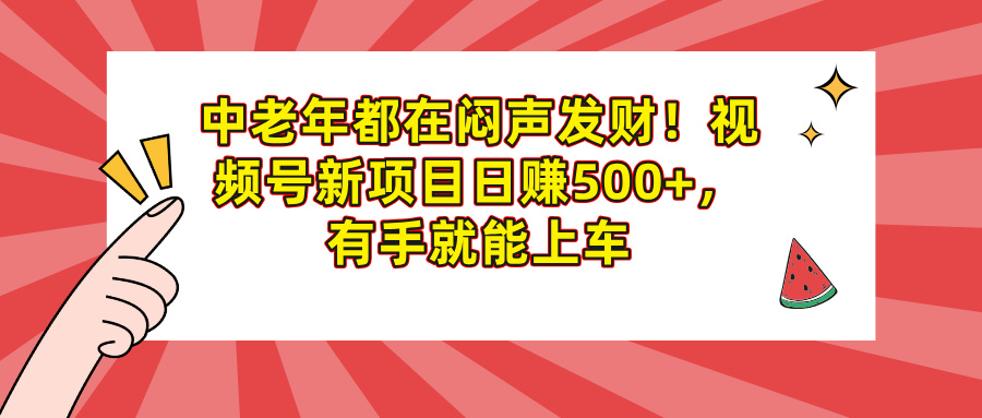 中老年都在闷声发财!视频号新项目日赚500+,有手就能上车-91搞钱