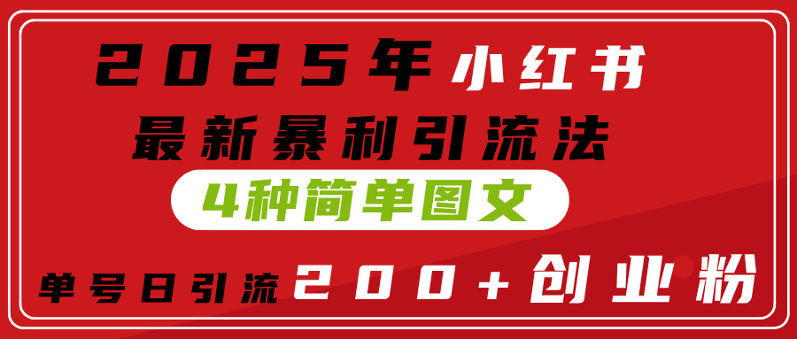 2025年小红书最新暴利引流法,4种简单图文,单号日引流200+创业粉(附无脑抄模板)-91搞钱