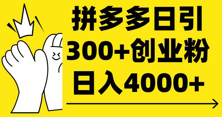 拼多多日引300+创业粉 日入4000+-91搞钱