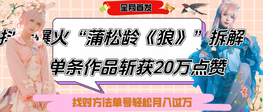 抖音爆火“蒲松龄《狼》”实战拆解,仅6条作品涨粉24W,单条作品收获20万点赞,找对方法轻松起号月入过万-91搞钱
