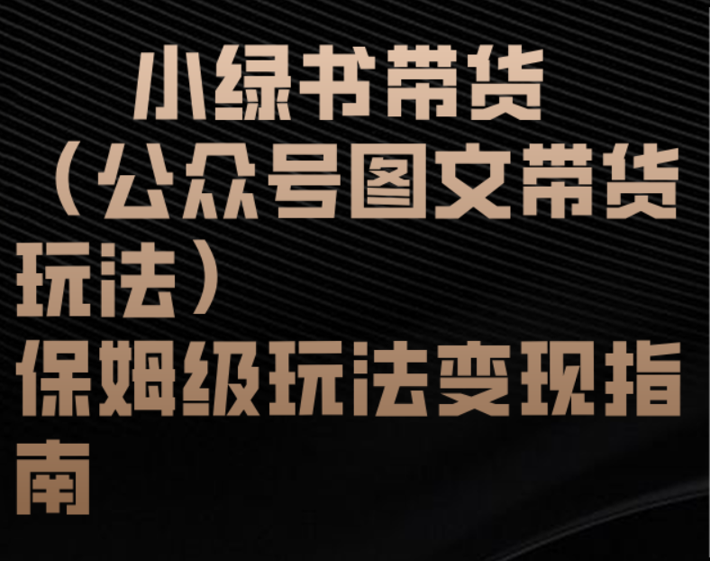 小绿书带货（公众号图文带货玩法）保姆级玩法变现指南-91搞钱